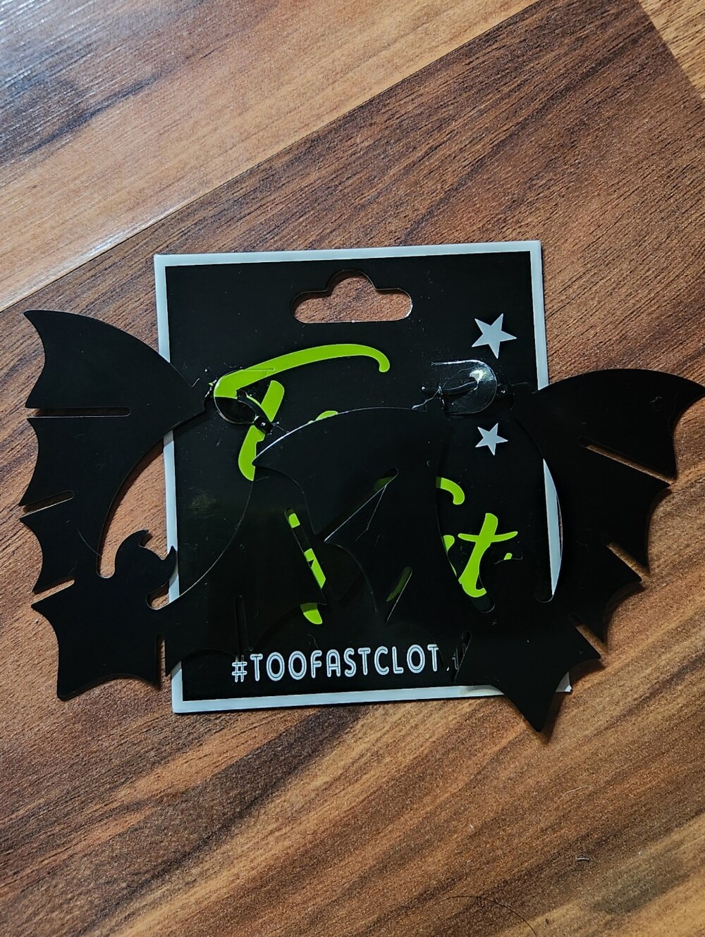 Black Bat Halloween Goth Large Dangle Earrings *FLAWED* By Too Fast